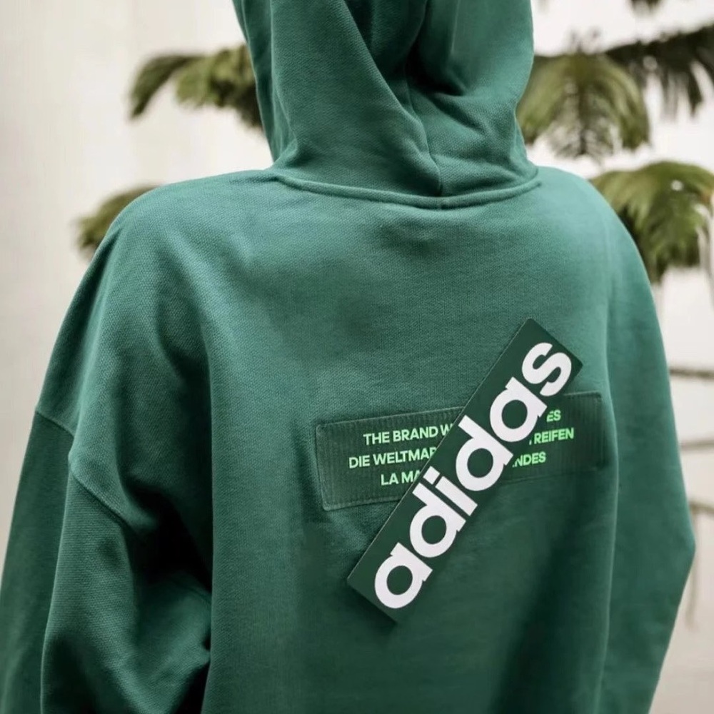 Adidas Men's Green Hoodie Sweater